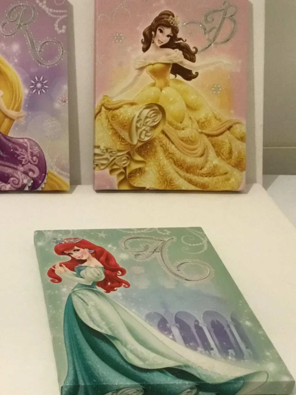 Disney 5 Princess canvas wall art  : Rapunzel, Elsa, Cinderella, Belle & Ariel - Picture 4 of 5